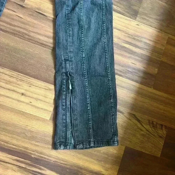 Vintage Express wider leg black washed jeans zipper both inner legs size 6 - Picture 3 of 9